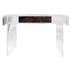 Custom Lucite Vanity with Tortishell Lucite Drawer and Chair 1970s - 618700