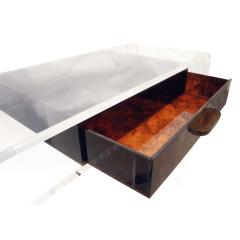 Custom Lucite Vanity with Tortishell Lucite Drawer and Chair 1970s - 618701