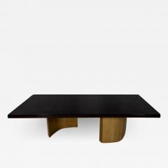 Custom Macassar Dining Table with Brass Bases - 2002196