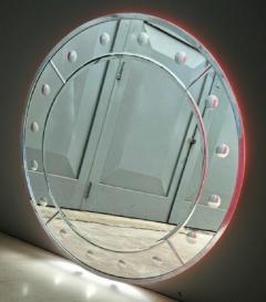Custom Made Art Deco Round Chrome Mirror with Convex Mirrors 36 Diameter - 4134539