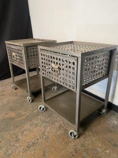 Custom Made Perforated Steel Nightstands - 3982323