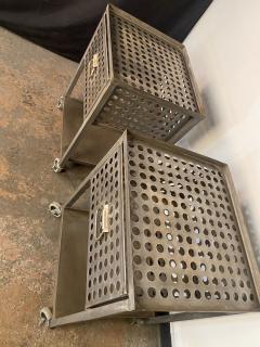 Custom Made Perforated Steel Nightstands - 3982325