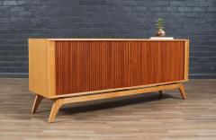 Custom Made Teak Oak Tambour Door Credenza by Danish Modern LA - 4291541
