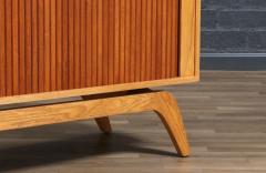 Custom Made Teak Oak Tambour Door Credenza by Danish Modern LA - 4291547