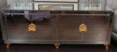 Custom Mirrored Buffet with Pie Crust Edge and Gold Leaf Hardware - 3106330
