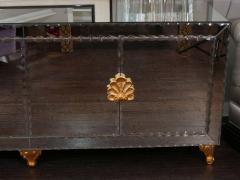 Custom Mirrored Buffet with Pie Crust Edge and Gold Leaf Hardware - 3106331