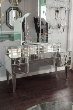 Custom Mirrored Vanity with Triptych Mirror and Baguette Details - 4531015