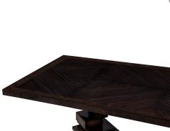 Custom Modern Dining Table Macassar Diamond Pattern Top - 1997689