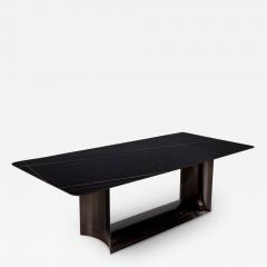 Custom Modern Porcelain Top Dining Table Curved Metal Pedestal - 2549245