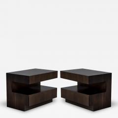 Custom Modern Walnut Two Tier Nightstands End Tables - 2002268