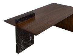 Custom Modern Waterfall Desk with Marble Accent - 1994883