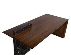 Custom Modern Waterfall Desk with Marble Accent - 1994884