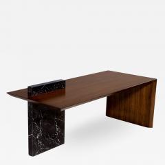 Custom Modern Waterfall Desk with Marble Accent - 2002130