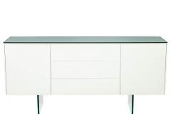 Custom Modern White Lacquered Sideboard Buffet with Glass Features - 1998304