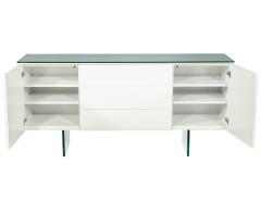 Custom Modern White Lacquered Sideboard Buffet with Glass Features - 1998306