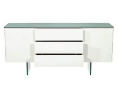 Custom Modern White Lacquered Sideboard Buffet with Glass Features - 1998308