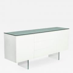 Custom Modern White Lacquered Sideboard Buffet with Glass Features - 2002307