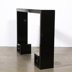 Custom Modernist Black Lacquer Console with Greek Key Detailing - 2004888