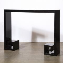 Custom Modernist Black Lacquer Console with Greek Key Detailing - 2004890