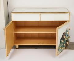 Custom Pair of Brass and Ivory Murano Glass with Glass Discs Cabinets Italy - 4546118