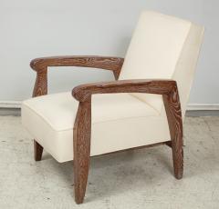 Custom Pair of Cerused Oak Lounge Chairs in the French 40s Manner - 1102877
