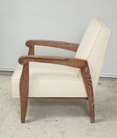 Custom Pair of Cerused Oak Lounge Chairs in the French 40s Manner - 1102878