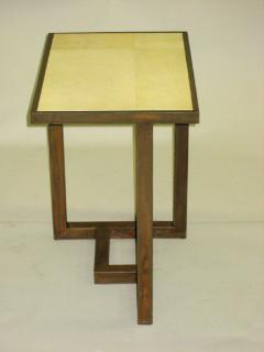 Custom Pair of French Parchment Covered Side End Tables after Paul Dupr Lafon - 1683859