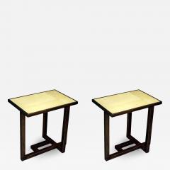 Custom Pair of French Parchment Covered Side End Tables after Paul Dupr Lafon - 1694835