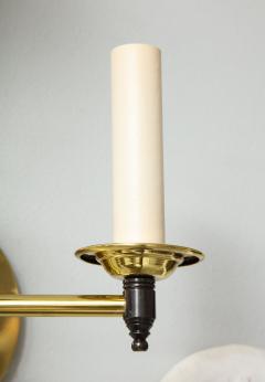 Custom Pair of Two Arm Brass Sconces in the Midcentury Manner - 1628291