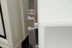 Custom Pair of White Reverse Painted Glass Lucite Nightstands - 3100808