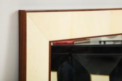Custom Parchment Mirror With Mahogany Frame - 1043554
