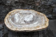 Custom Petrified Wood Slab Accent Table with Brass Base - 306942