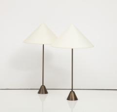 Custom Table Lamps with silk shades and brass stems - 3374807
