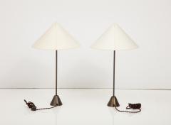 Custom Table Lamps with silk shades and brass stems - 3374813