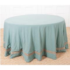 Custom Table Skirt with Antique French 19th Century Trim - 1962189