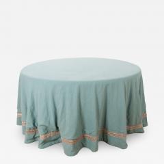 Custom Table Skirt with Antique French 19th Century Trim - 2052450
