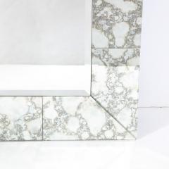 Custom Tessellated Rectilinear Mirror with Beveled Smoked Antique Mirror Edges - 2705066