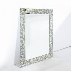 Custom Tessellated Rectilinear Mirror with Beveled Smoked Antique Mirror Edges - 2705105