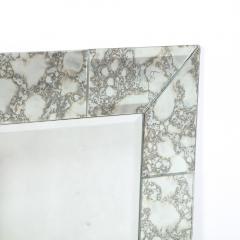 Custom Tessellated Rectilinear Mirror with Beveled Smoked Antique Mirror Edges - 2705112