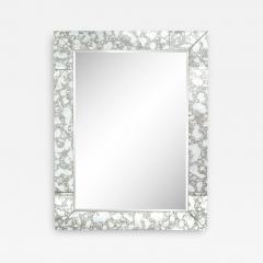 Custom Tessellated Rectilinear Mirror with Beveled Smoked Antique Mirror Edges - 2709590