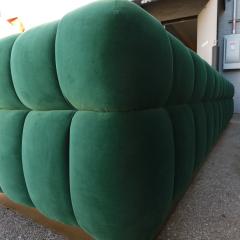 Custom Tufted Green Velvet Sofa with Brass Base - 244354