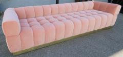 Custom Tufted Pink Velvet Sofa with Brass Base - 310201