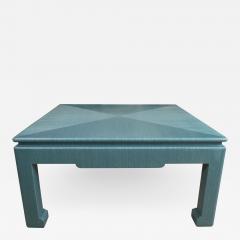 Custom Turquoise Grasscloth Wrapped Cocktail Table - 1096423