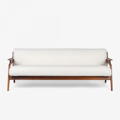 Custom Walnut Danish Settee in KnollTextiles Puff in Cloud - 3829537