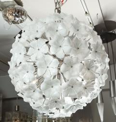 Custom White Lotus Flower Murano Glass Chandelier in Polished Nickel - 1841350