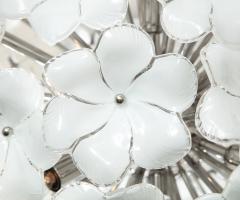 Custom White Lotus Flower Murano Glass Chandelier in Polished Nickel - 1841354