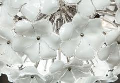 Custom White Lotus Flower Murano Glass Chandelier in Polished Nickel - 1841356