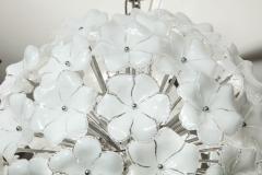 Custom White Lotus Flower Murano Glass Chandelier in Polished Nickel - 1841357