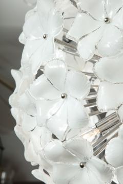 Custom White Lotus Flower Murano Glass Chandelier in Polished Nickel - 1841359