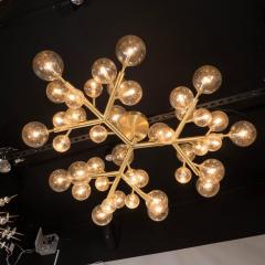 Custom and Exclusive Brass and Murano Glass Molecular Snowflake Chandelier - 1560271